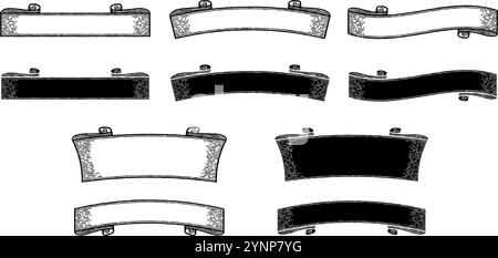 Horizontal monochrome retro design label set.It is vector data that is easy to edit. Stock Vector