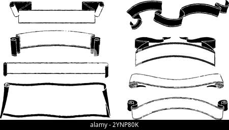 Horizontal monochrome retro design label set.It is vector data that is easy to edit. Stock Vector