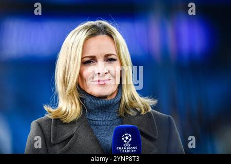 Etihad Stadium, Manchester, UK. 26th Nov, 2024. UEFA Champions League Football, Manchester City versus Feyenoord; TV presenter Gabby Logan Credit: Action Plus Sports/Alamy Live News Stock Photo