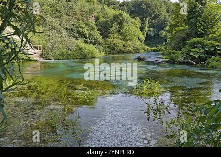 Fresh water spring Blue Eye near Saranda on a summer day Stock Photo