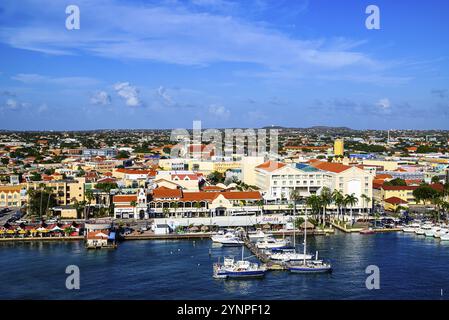 A view of the waterfront of Oranjestad capital of Aruba in the Caribbean Stock Photo