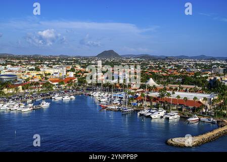 A view of the waterfront of Oranjestad capital of Aruba in the Caribbean Stock Photo