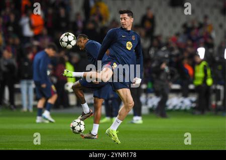 UEFA Champions League soccer match FC Barcelona vs Stade Brestois at Montjuic Olympic Stadium in Barcelona, Spain. 26th Nov, 2024. Lewandowski 900/Cordon Press Credit: CORDON PRESS/Alamy Live News Stock Photo