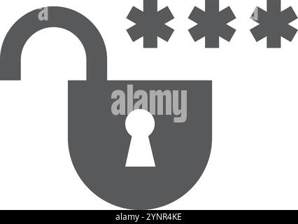 Password protection black icon. Cyber privacy symbol Stock Vector
