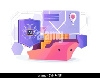 AI-Enhanced Cargo Security abstract concept vector illustration Stock ...