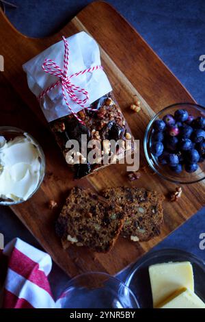 Date and Walnut Fruitcake Loaf Stock Photo