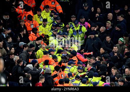 MANCHESTER - Police in the stands during the UEFA Champions league match between Manchester City FC and Feyenoord at Etihad Stadium on Nov. 26, 2024 in Manchester, England. ANP | Hollandse Hoogte | GERRIT VAN KEULEN Stock Photo