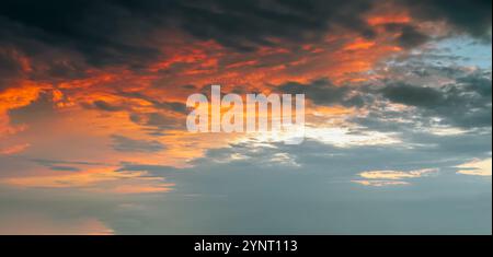 Colorful evening sky with dramatic clouds just after sunset. Sky background Stock Photo