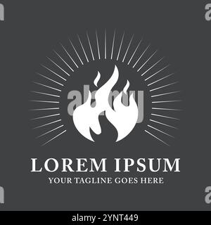 A logo with a minimalist design featuring the Fire Element in the center, surrounded by lines of light. Stock Vector