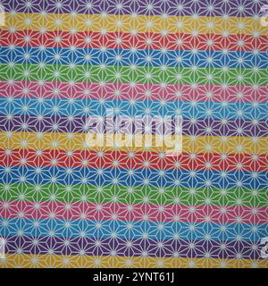 Traditional Japanese patterns on colorful background Stock Photo