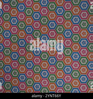 colorful hexagon seamless pattern - Traditional Japanese patterns Stock Photo