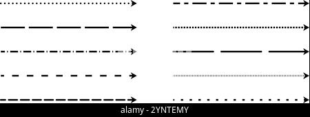 Black straight thin arrow set. Long thin arrow collection. Doodle sketched pointers and direction lines. Outline stripe design elements bundle for flyer, poster, brochure, booklet, banner. Vector Stock Vector