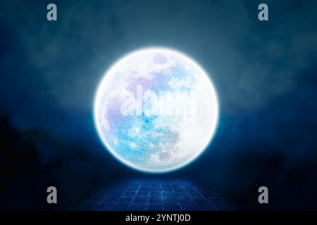Bright full moon or moonlight in night sky , Astronomy concept Stock Photo