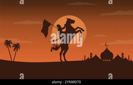 Muslim fighter with horse Illustration Stock Vector Image & Art - Alamy