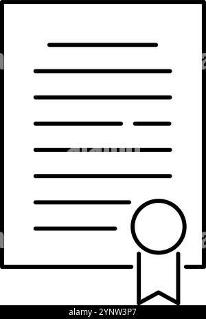A white certificate with a black ribbon and a black dot in the middle Stock Vector