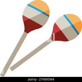 Two colorful sticks with a blue stripe on them Stock Vector