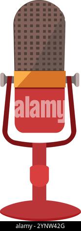A red microphone with a yellow cord Stock Vector