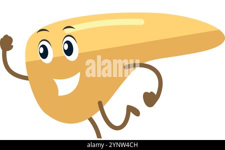 A cartoon character with a yellow body and a smiling face Stock Vector