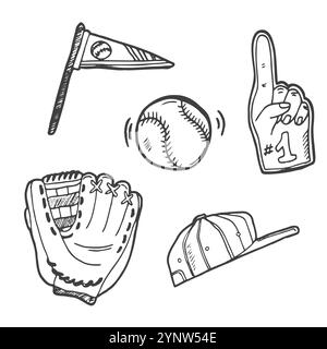 baseball doodle isolated on white Stock Vector