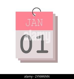 january 1st day of the month new year, simple design organizer symbol icon in vector illustration Stock Vector