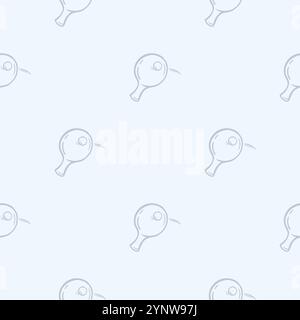 Simple black and white pattern with racket and ping pong ball. Hand drawn vector background related to holidays Stock Vector
