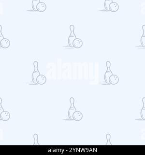 Simple black and white pattern with pins and bowling balls. Hand drawn vector background related to holidays Stock Vector