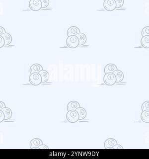 Simple black and white pattern with billiard balls. Hand drawn vector background related to holidays, leisure, weekends Stock Vector