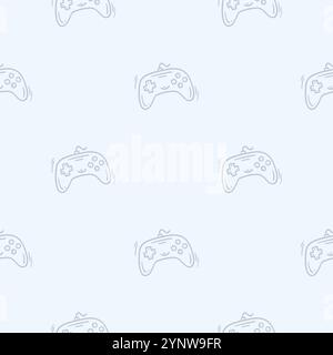 A simple black and white pattern with a gaming joystick. Hand drawn vector background related to holidays Stock Vector