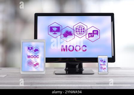Mooc concept shown on different information technology devices Stock Photo