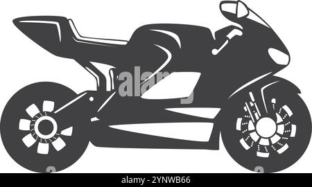 A black motorcycle with a black seat and a black handlebar Stock Vector