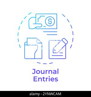 Journal entries blue gradient concept icon Stock Vector