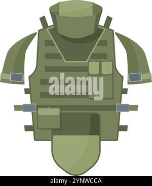 A green military vest with a black helmet on top Stock Vector