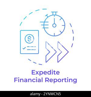 Expedite financial reporting blue gradient concept icon Stock Vector