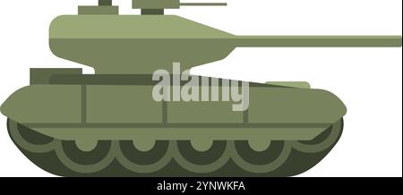 A green tank with a white background. The tank is a military vehicle and is designed to be used in combat Stock Vector