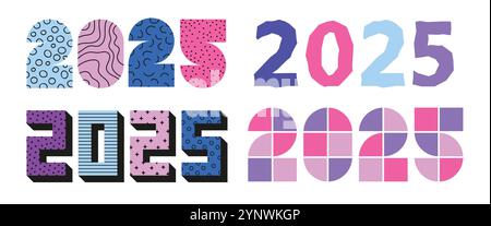 Unique retro 2025 number design Stock Vector