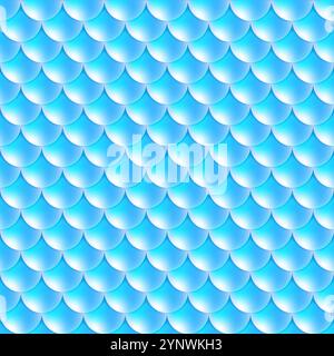 Blue seamless pattern scales of snake, dragon, fish or mermaid Stock Vector