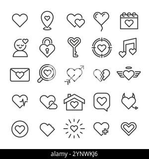 Love related line icon collection Stock Vector