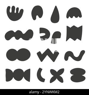 Hand drawn shapes set. Doodle brutalist forms collection Stock Vector