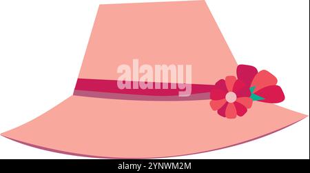 A pink hat with a flower on it Stock Vector