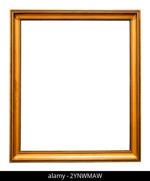 classic golden wooden painting frame isolated on white background with cutout canvas Stock Photo