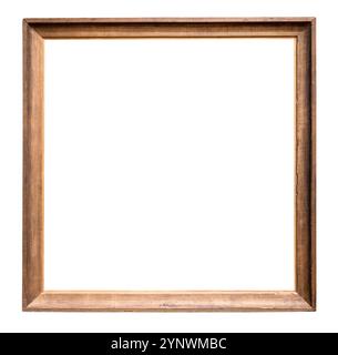 simple wooden square painting frame isolated on white background with cutout canvas Stock Photo