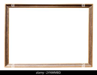 narrow carved golden painting frame isolated on white background with cutout canvas Stock Photo