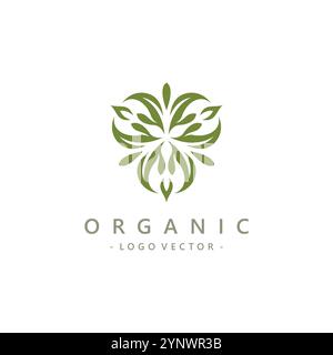 Circular Leaves Vector Illustration. leaf Flower Organic Logo Stock Vector
