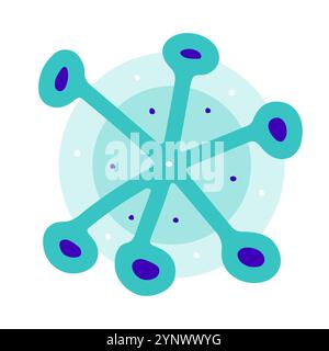 Doodle Christmas snowflake. Hand-drawn blue snow isolated on white background. X-mas line dot winter holiday symbol of the New Year. Cold sign. Festiv Stock Vector