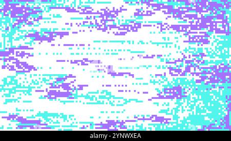 A blue and purple pixelated background with white clouds Stock Vector