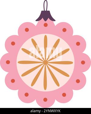 A pink and gold flowery ornament with a yellow center Stock Vector