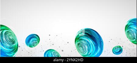 Abstract sci-fi vector background with plexus effect and swirl shapes. Hand drawn. Stock Vector
