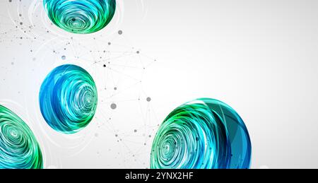 Abstract sci-fi vector background with plexus effect and swirl shapes. Hand drawn. Stock Vector