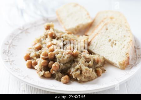 Cabbage with peas. Traditional Polish Christmas Dinner. Bright background. Stock Photo