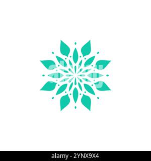 Leaves circular vector design. Circular leaves pattern geometric green color Stock Vector